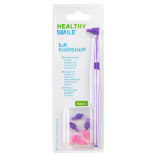 Healthy Smile Tuft монопучкова зубна щітка з додатковими насадками 7 шт, Фіолетова